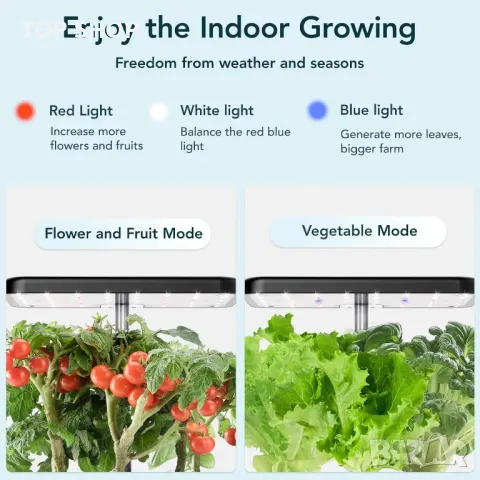 Система за хидропонно отглеждане iDOO с тава за покълване, LED светлина за растеж, снимка 4 - Басейни и аксесоари - 49965388