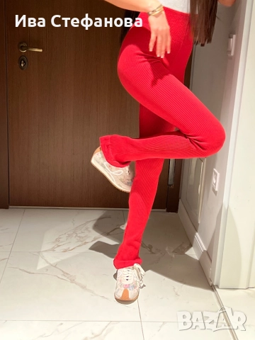 висока талия  Alice Evis от бранда Алисия нов спортно елегантен сет две части костюм червен комплект, снимка 10 - Костюми - 52516933