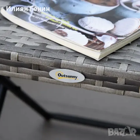 Странична маса Outsunny от полиратан, сгъваема масичка за кафе 40x40x40см сива, снимка 4 - Градински мебели, декорация  - 50370648