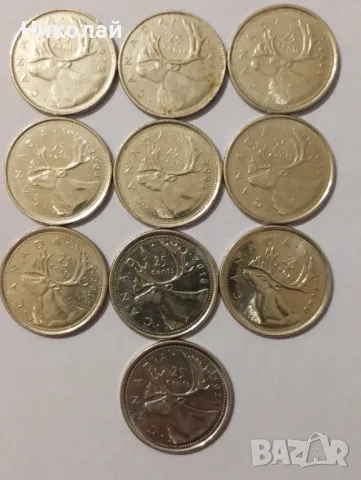 Лот монети Канада 25 цента, снимка 2 - Нумизматика и бонистика - 37852490