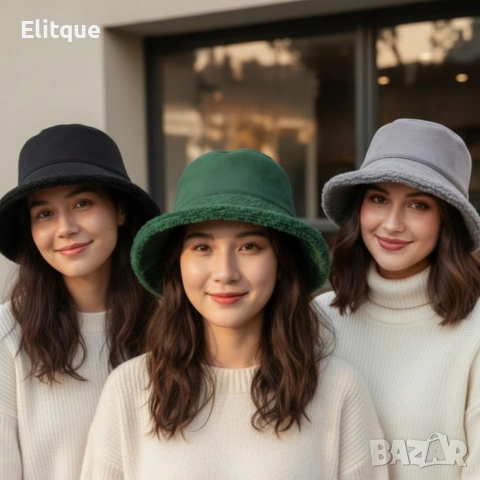 Зимна модна bucket шапка - Топлина, стил и комфорт всеки ден, снимка 5 - Шапки - 52749736