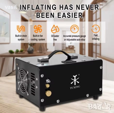 TUXING TXET061 PCP въздушен компресор 300Bar 4500 Psi (12V - 220V), снимка 3 - Въздушно оръжие - 52384589