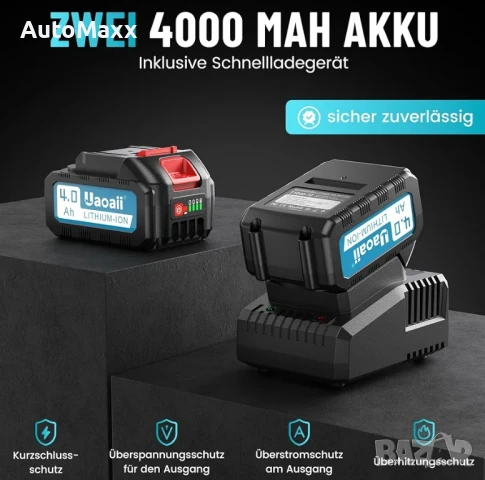 Ударен гайковерт Uaoaii 650 Nm с 2 броя батерии 4000 mAh и бързо зарядно

, снимка 5 - Винтоверти - 50469525