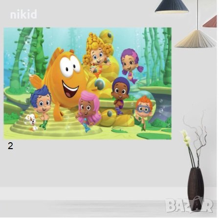 Рибки Гупи балони Bubble Guppies Платно плат за рамкиране на картина, снимка 2 - Други - 30354073