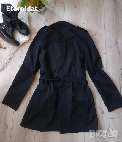 Черен тренч JILINBERG , снимка 5 - Палта, манта - 51807822