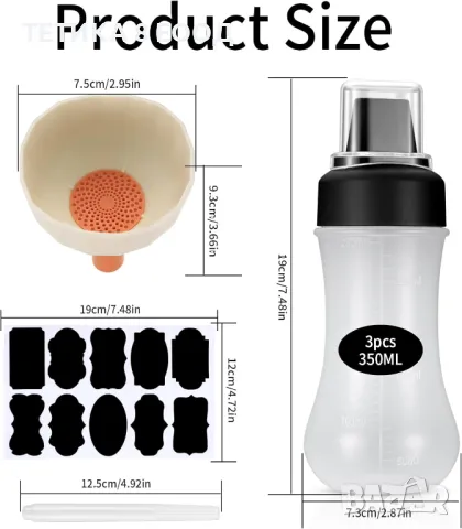 Комплект 3 бутилки за сос, дресинг, 350 мл., снимка 3 - Аксесоари за кухня - 49748343