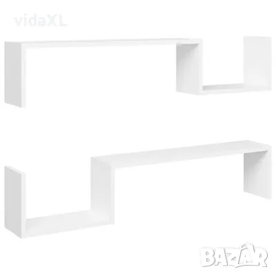 vidaXL Стенни рафтове, 2 бр, бели, 100x15x20 см, инженерно дърво(SKU:807268), снимка 1 - Други - 48697587