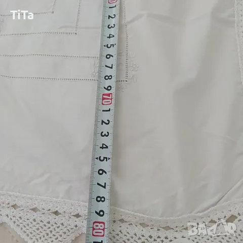 Винтидж бяла 100 % памук, покривка с ръчна дантела, снимка 12 - Покривки за маси - 49510694