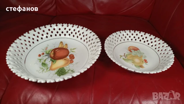 Две чинии, фруктиери, рязан порцелан, снимка 1