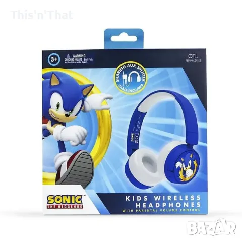 Слушалки OTL Sonic the Hedgehog, безжични, Bluetooth, микрофон, честотен диапазон от 20Hz до 30KHz, 