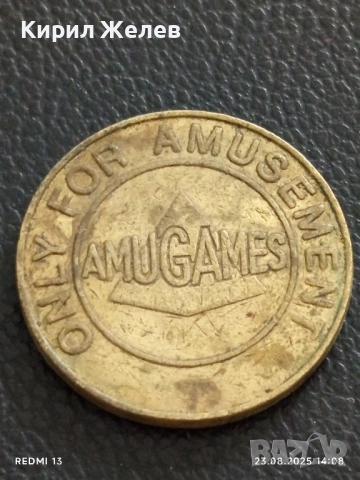 Жетон токен за игрално казино AMUGAMES рядък за КОЛЕКЦИЯ ДЕКОРАЦИЯ 38044