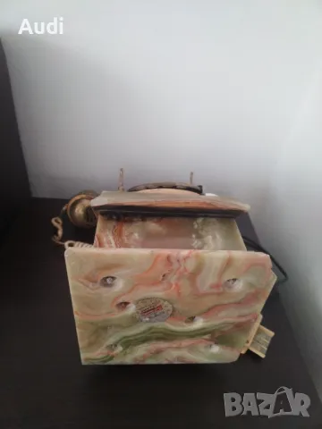 Старинен ретро винтидж домашен телефон изработен от ценни естествени натвриали:бронз и мрамор, оникс, снимка 3 - Други - 48355860