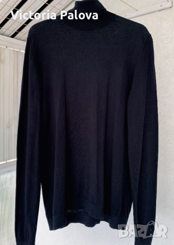 Много тънко черно памучно поло унисекс, снимка 1 - Блузи с дълъг ръкав и пуловери - 31292583