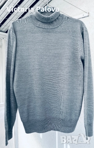 Френско сиво мерино  унисекс поло с висока яка CEDARWOOD STATE 