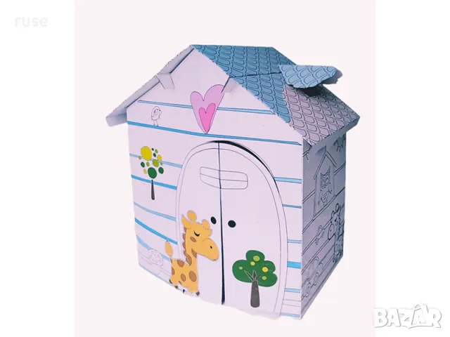 НОВИ! Детска къща за оцветяване 91.5см картонена голяма къща