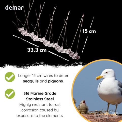 Defender Комплект защита от птици от неръждаема стомана клас 316, 10 м, снимка 7 - Други стоки за дома - 44500284