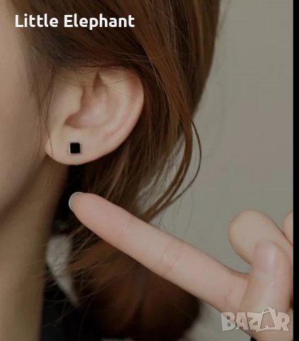 Сребърни обеци пиърсинг правоъгълни,black/нови, снимка 1