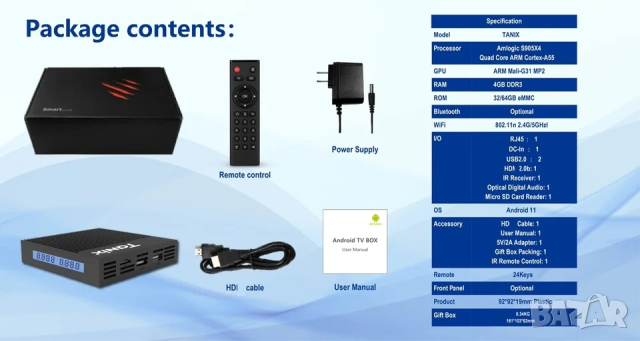TV Box Tanix X4, 4/32GB, Amlogic S905X4, AndroidTV, SlimBoxTv, Smart TV, IPTV, ТВ Бокс, снимка 6 - Приемници и антени - 44928491