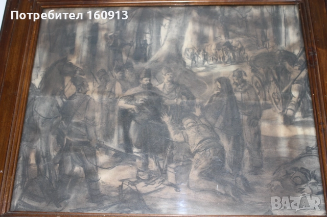 Стара патриотична картина. Хайдути нападат турски керван ., снимка 3 - Антикварни и старинни предмети - 51910177