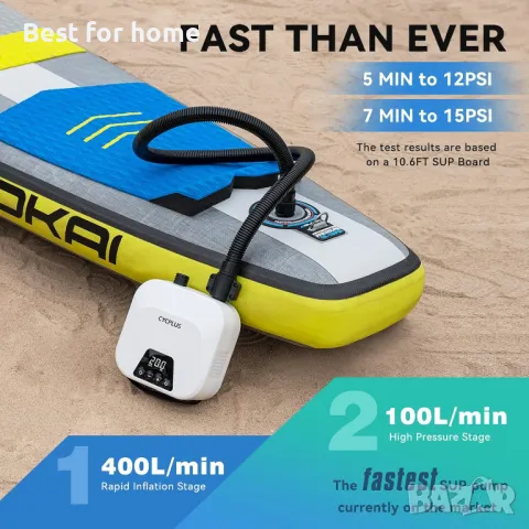 CYCPLUS интелигентна въздушна помпа за SUP с високо налягане с 7 дюзи, снимка 4 - Друга електроника - 50232455