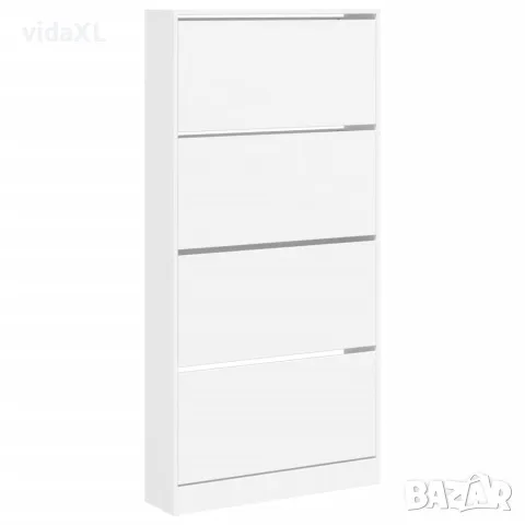 vidaXL Шкаф за обувки с 4 флип чекмеджета бял 80x21x163,5 см