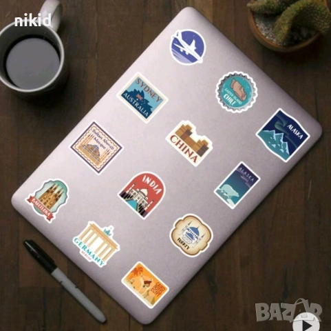 50 бр Европейски забележителности Европа самозалепващи лепенки стикери украса декор картонена торта, снимка 4 - Други - 51751766