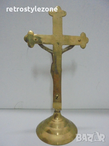 № 8460 Стар настолен кръст с разпятие  , снимка 3 - Други ценни предмети - 53181272
