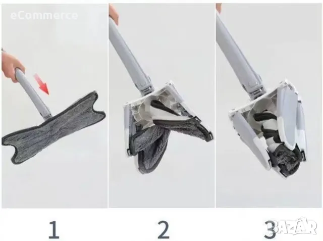 Уред с микрофибърна подложка за миене на под / Глава на моп: 32 * 14,3 cm; Дължина на уреда- 140 см;, снимка 14 - Мопове, кофи, четки и метли - 47509828
