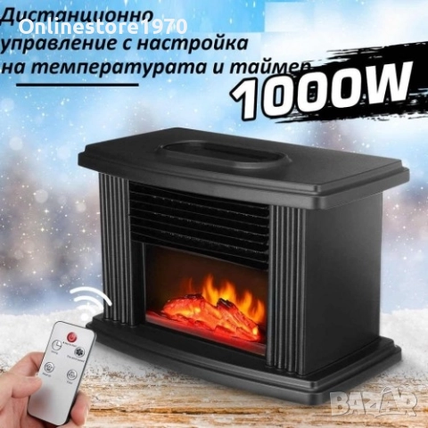 Печка с декоративен огън тип камина с дистанционно управление , снимка 2 - Печки, фурни - 52181478