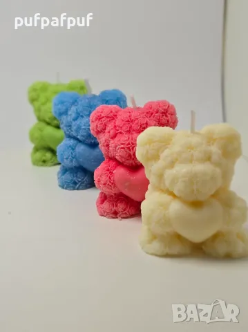 Ръчно изработена свещ "Мече от рози"