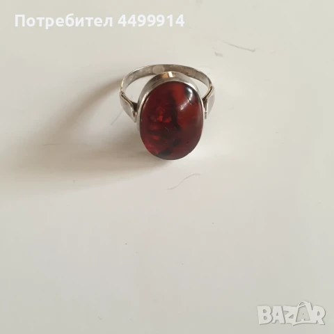 Сребърен пръстен с кехлибар, снимка 11 - Антикварни и старинни предмети - 50656513