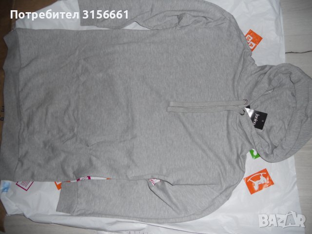 ХИТ!!! Дамски спортен суитчер с качулка и преден голям джоб в сиво   р-р М/ Л ХЛ ХХЛ, снимка 6 - Спортни екипи - 38571761