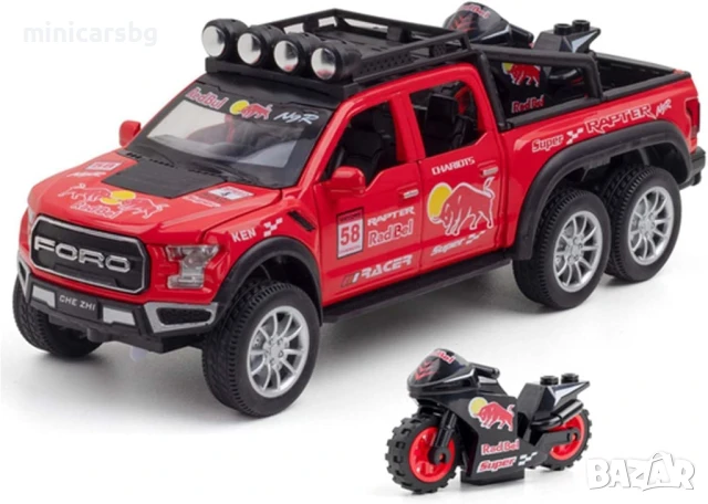 Метален пикап Ford Raptor 6x6 с мотор, снимка 6 - Колекции - 51264256