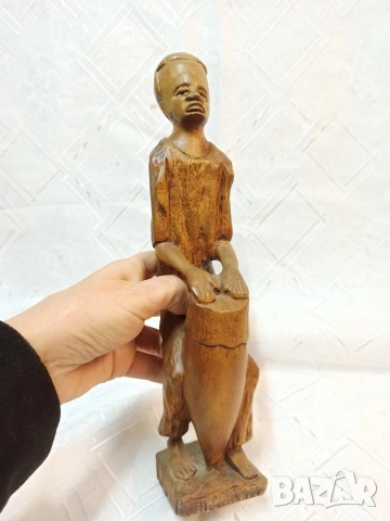 Ръчно изработена африканска статуетка от масивно дърво, снимка 4 - Антикварни и старинни предмети - 54207172