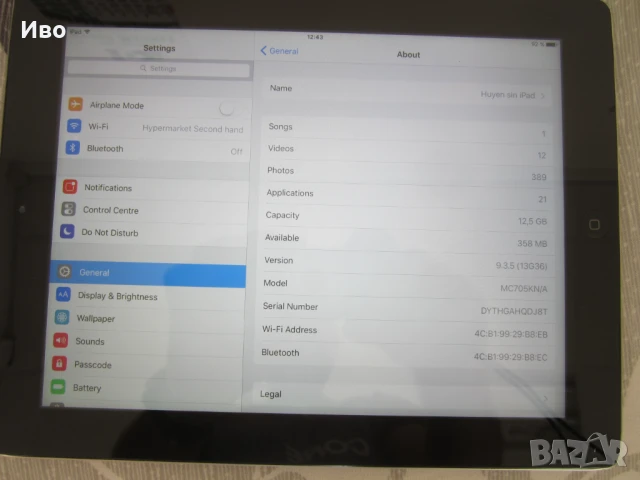Apple iPad Wi-Fi 3rd Gen 16GB черен MC705KN А1416, снимка 3 - Таблети - 50672759