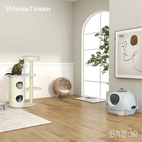PawHut Ратанова къщичка за котки с възглавница, снимка 3 - За котки - 56204530