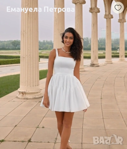 Дамска къса бяла рокля 