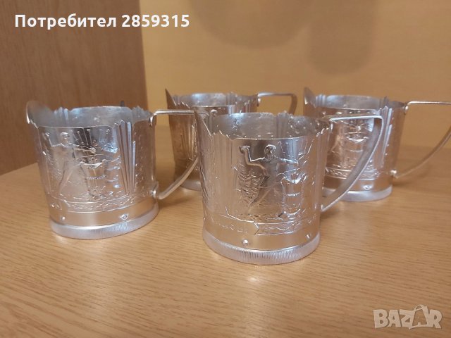 Старинни руски държачи за чаши, чисто нови и запазени от 1980 г., снимка 2 - Чаши - 31864051