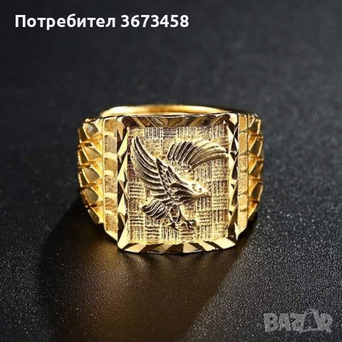 24К Луксозен Мъжки Пръстен КРАЛСКИ Орел Лимитирана Серия 24К Златно Покритие, снимка 1