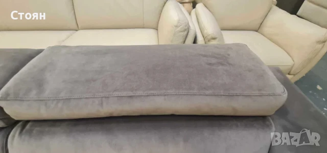 Сив диван от плат тройка с електрически релаксиращ механизъм, снимка 5 - Дивани и мека мебел - 50887374