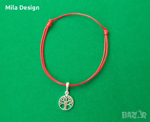 Гривна червен конец със сребро, снимка 7 - Гривни - 39532407