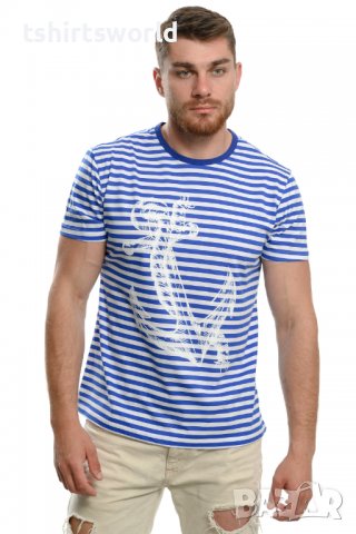 Нова мъжка класическа моряшка тениска с Голяма Котва, снимка 8 - Тениски - 37662292