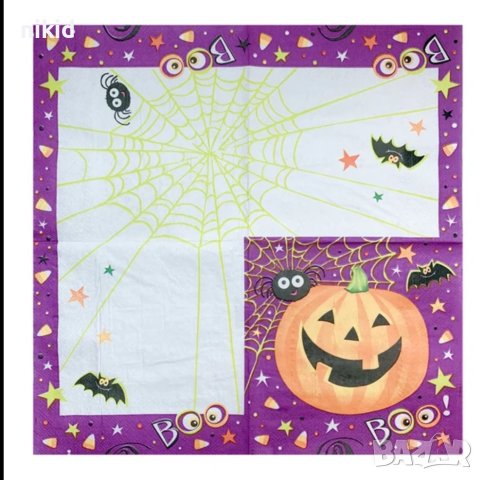 10 бр салфетки Хелоуин Halloween Баба Яга Паяжина парти, снимка 3 - Аксесоари за кухня - 42748111