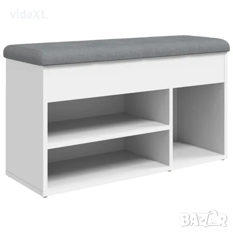 vidaXL Пейка за обувки, бяла, 82x32x45,5 см, инженерно дърво, снимка 1 - Маси - 56148149