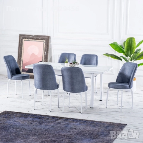 Стилен трапезен комплект – разтегателна маса + 6 стола (НОВ)