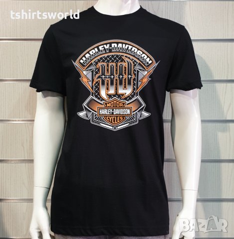 Нова мъжка тениска с дигитален печат HARLEY DAVIDSON, мотори в черен цвят