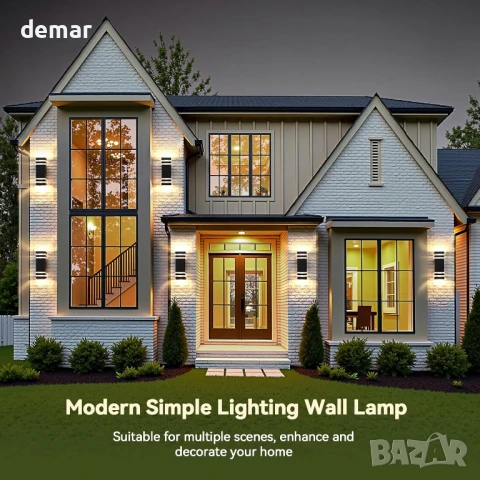 Warmiehomy Външна стенна лампа, модерна LED 2хGU10, нагоре-надолу, IP67, 29 см, снимка 7 - Лед осветление - 50988858