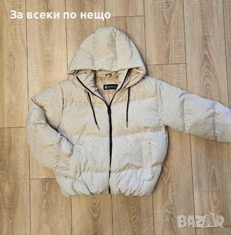 Дамско Зимно Яке С Качулка И Блестящи Камъчета - 3 Налични Цвята Код S205, снимка 2 - Якета - 52419263