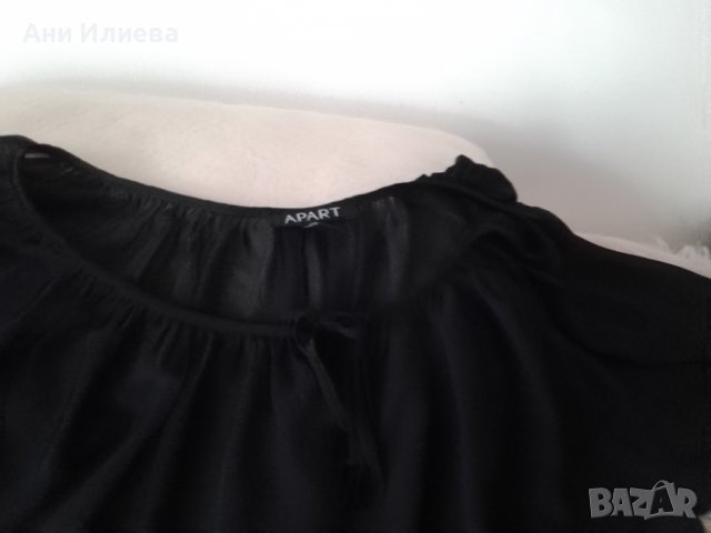 Ефирна черна блуза с интересни ръкави, снимка 7 - Блузи с дълъг ръкав и пуловери - 37584849