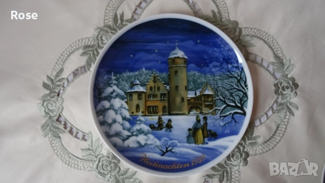 Vintage колекционерски коледни чинии за стена от Tettau, снимка 9 - Декорация за дома - 52300512